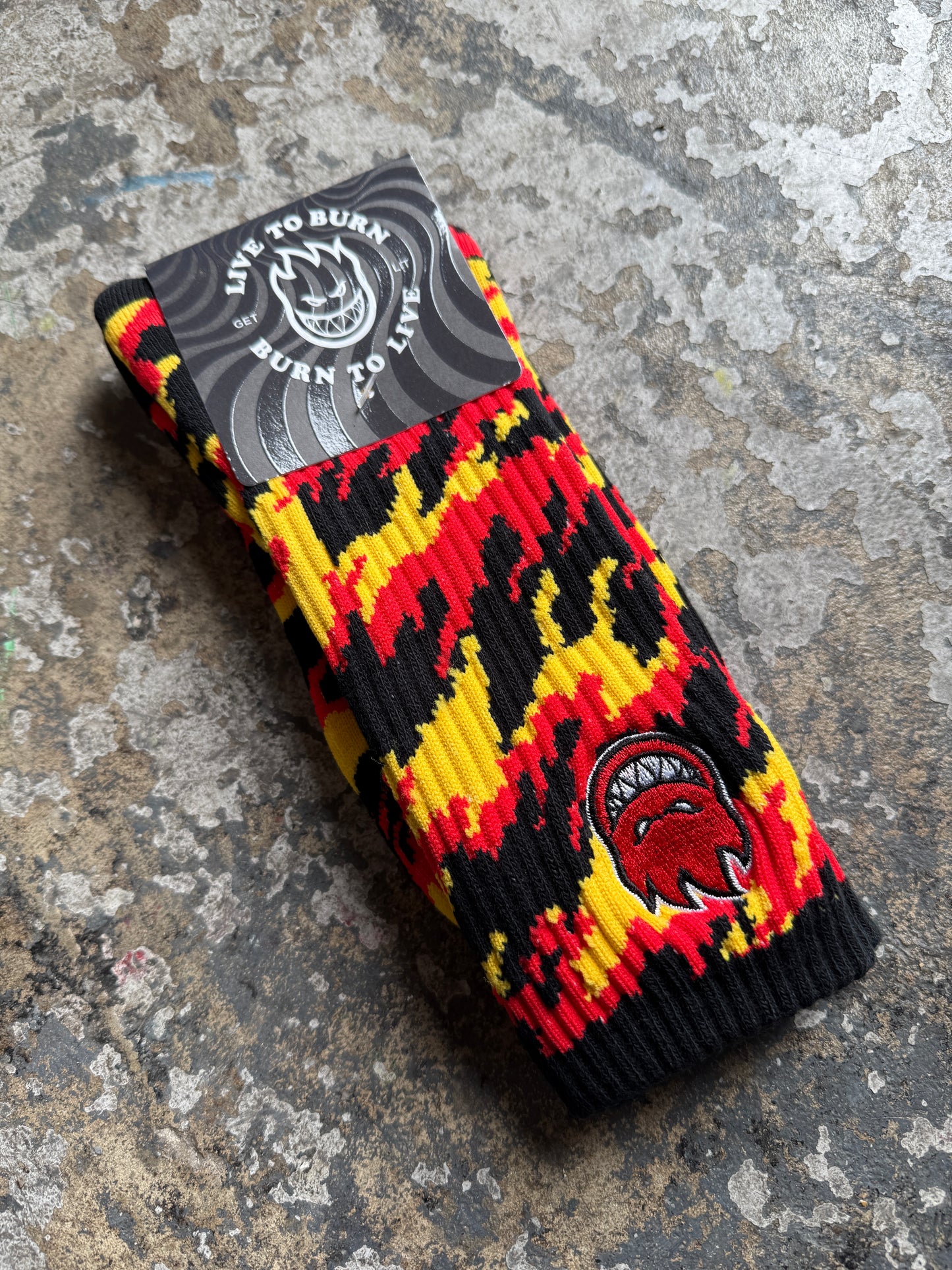 Bighead Fill EMB Flame Sock