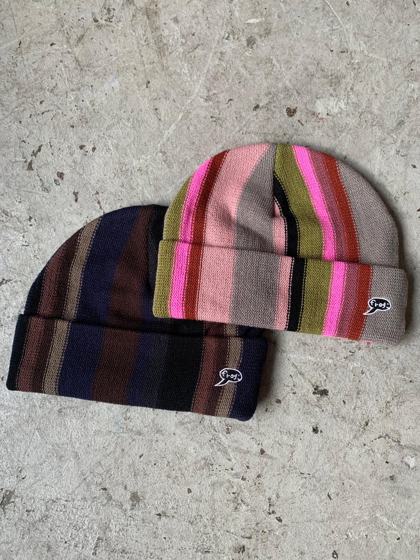 Vertical Stripe Frog Beanie