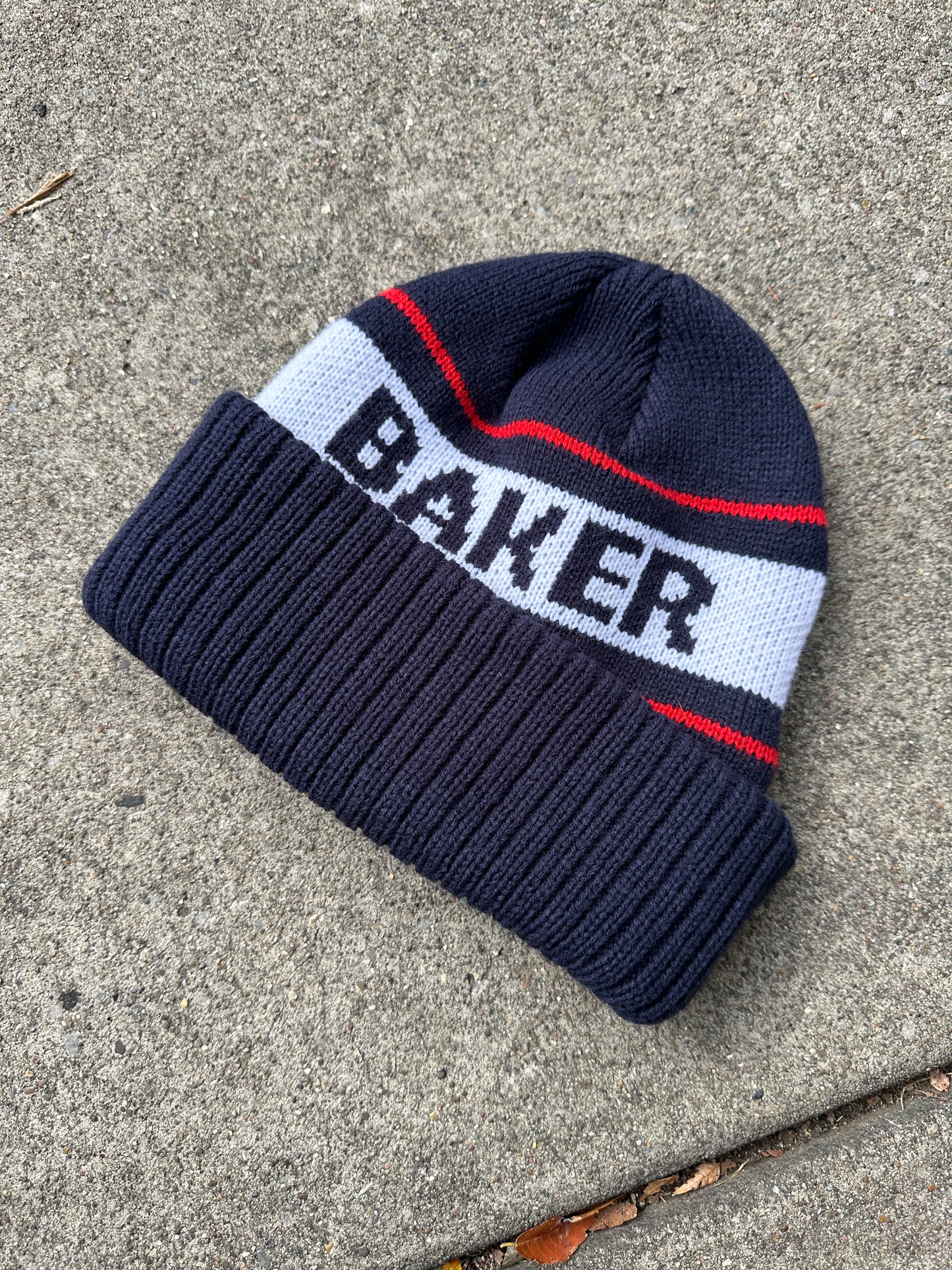 Stripe Navy Beanie