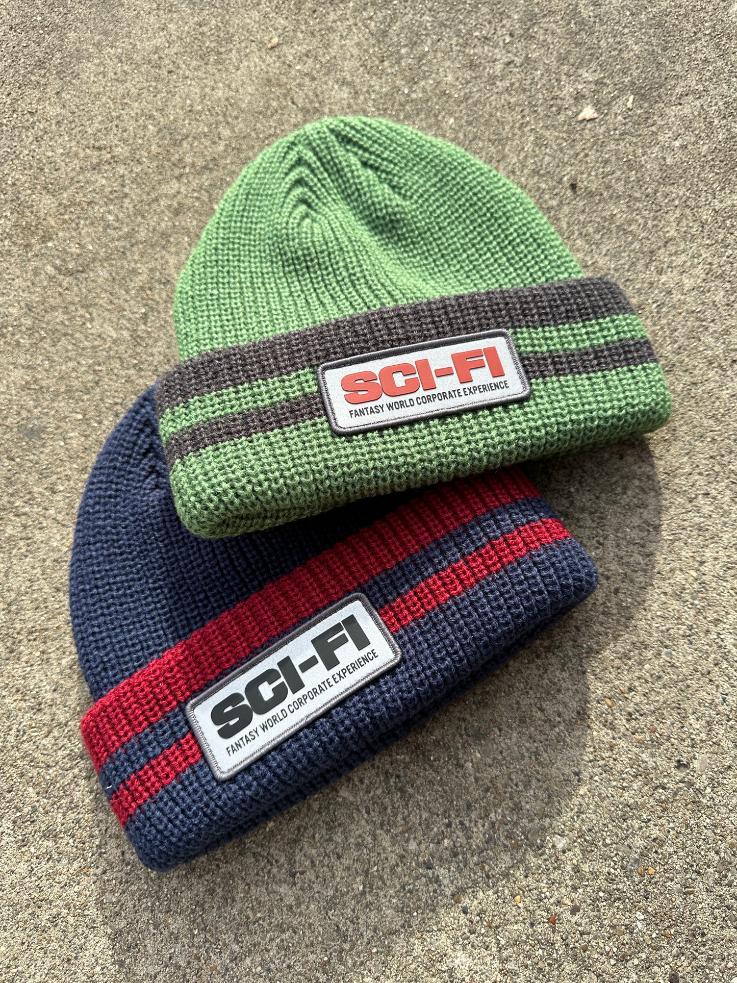 Reflectice Patch Striped Beanie